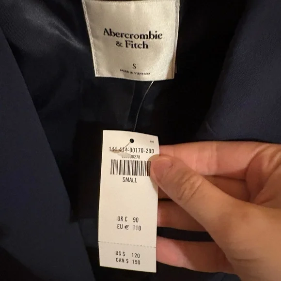 NWT Abercrombie & Fitch Classic Suiting Blazer in Navy - Picture 5 of 6